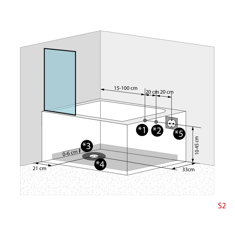 Acqua Vapore Seniorendusche Kombi Duschkabine Whirlpool Seniorenwanne mit Tür S17D-TH-WP-R 75x150 cm