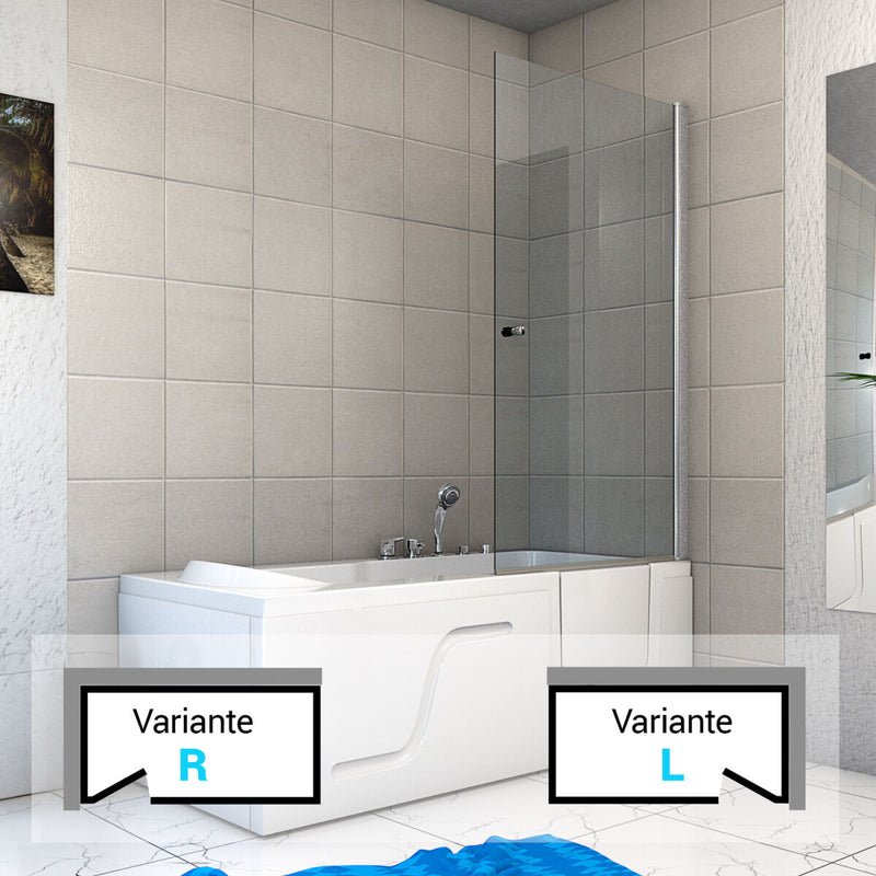 Acqua Vapore Seniorendusche Kombi Duschkabine Whirlpool Seniorenwanne mit Tür S17D-WP-R-ALL 75x150x194 cm