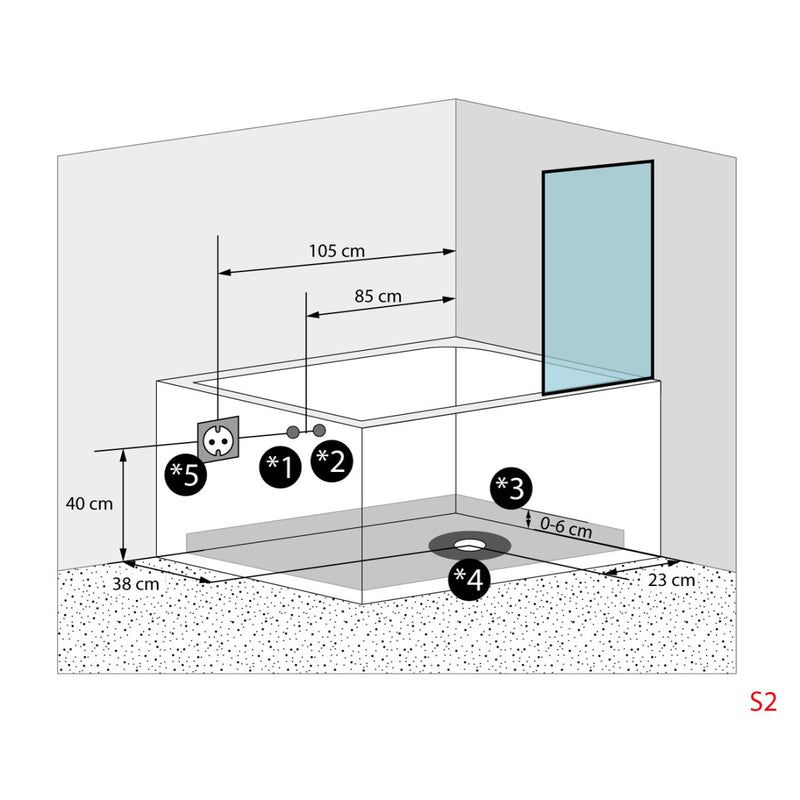 Acqua Vapore Seniorendusche und Badewanne mit Tür S12D-TH-L-EC Dusche 170x85cm mit 2K Scheiben Versiegelung