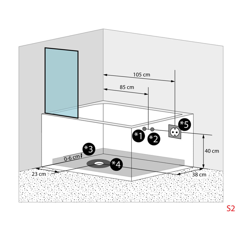Acqua Vapore Seniorendusche und Badewanne mit Tür S12D-TH-R Dusche 85x170cm ohne 2K Scheiben Versiegelung