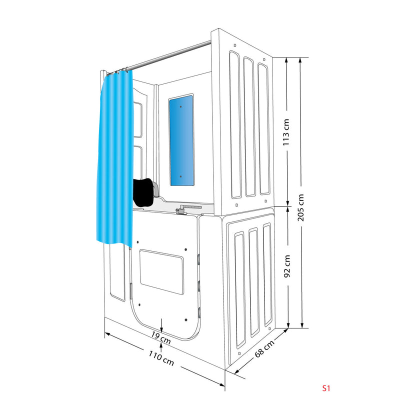 Acqua Vapore Seniorendusche und Sitzwanne Kombination Wanne mit Tür S08D-B-L 110x68x205cm