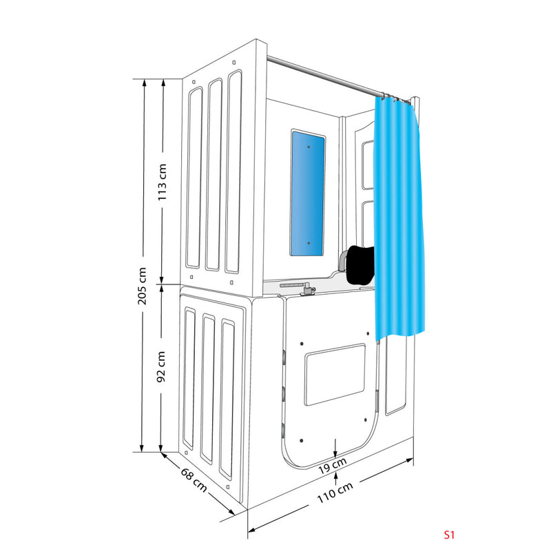 Acqua Vapore Seniorendusche und Sitzwanne Kombination Wanne mit Tür S08D-TH-A-R 68x110x205cm