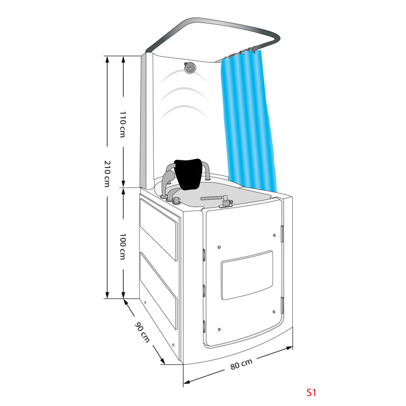 Acqua Vapore Seniorendusche und Sitzwanne Kombination Wanne mit Tür S10D-TH 80x90x215cm