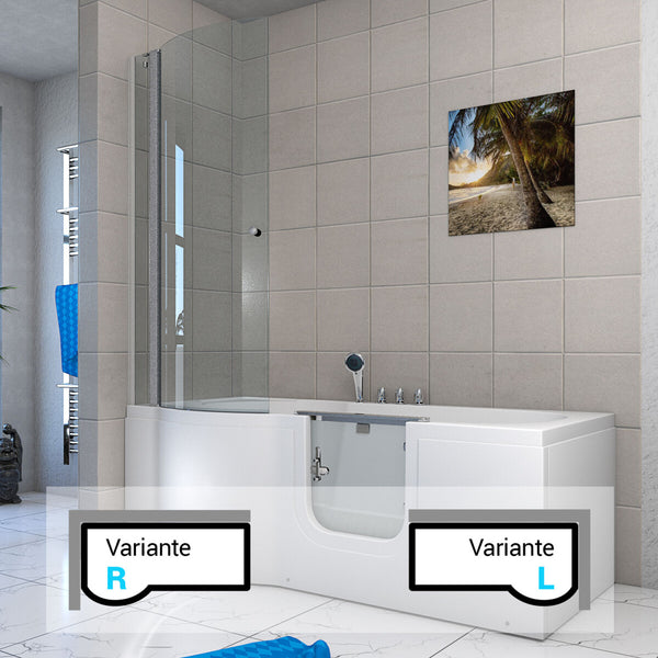 Acqua Vapore Seniorendusche und Wanne mit Whirlpool S12D-AIR-L-EC Dusche 170x85cm MIT 2K Scheiben Versiegelung