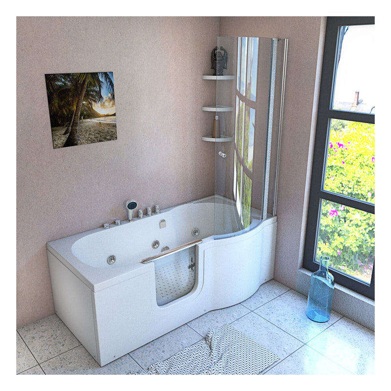 Acqua Vapore Seniorendusche und Wanne mit Whirlpool S12D-TH-WP-L-EC Dusche 170x85cm mit 2K Scheiben Versiegelung