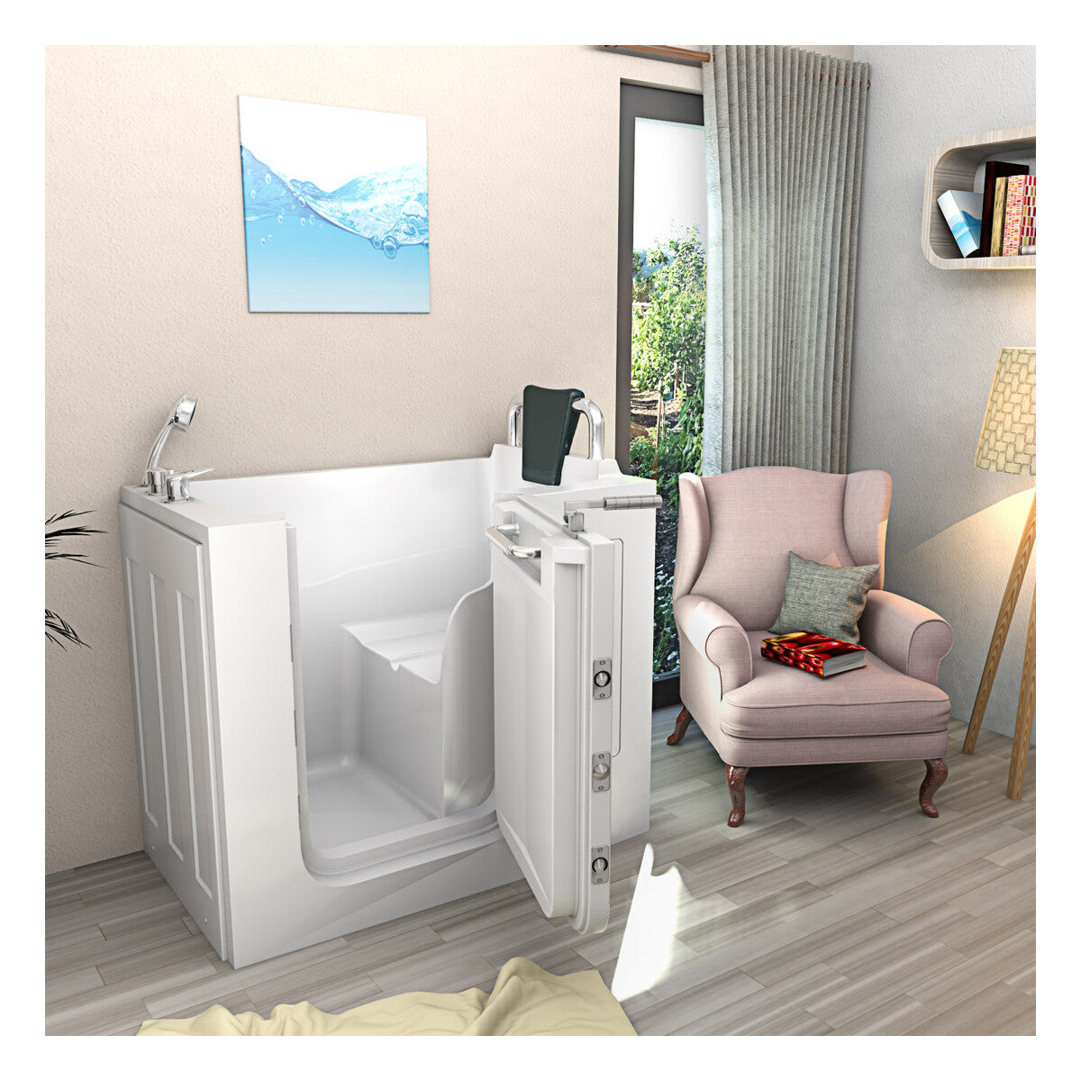 Acqua Vapore Sitz Bathtub for Seniors, Sitz Bath with Door S08-BR 110x68cm