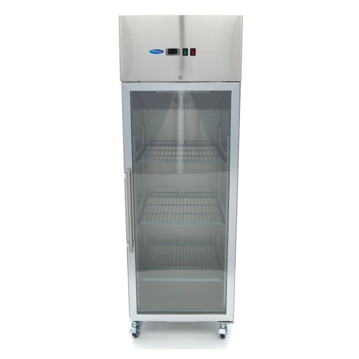 MAXIMA Gastro Gefrierschrank - 600 l - 3 Einstellbare Regale (2/1 GN) - Rostfreier Stahl - mit Glastür