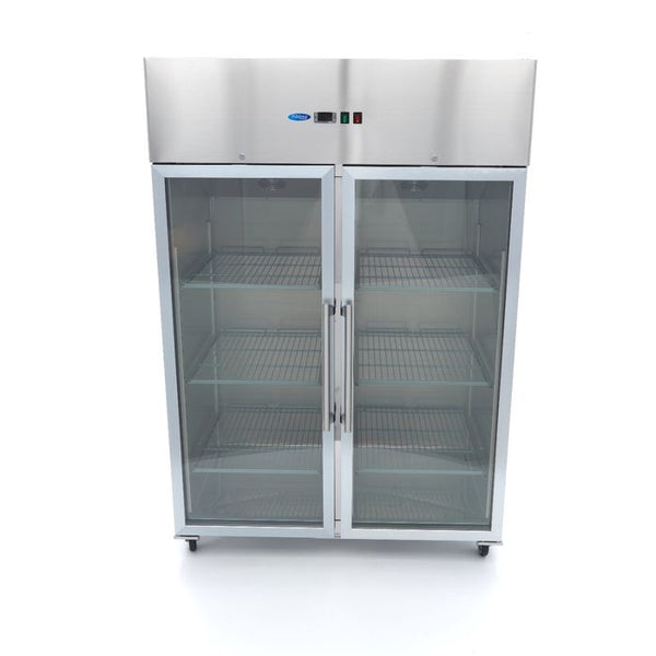 MAXIMA Gastro Kühlschrank - 1200 l - 6 Einstellbare Regale (2/1 GN) - Rostfreier Stahl - mit Glastür