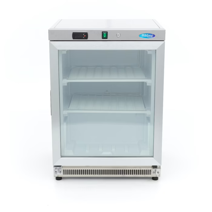 MAXIMA Gastro Gefrierschrank - 200 l - Rostfreier Stahl - mit Glastür