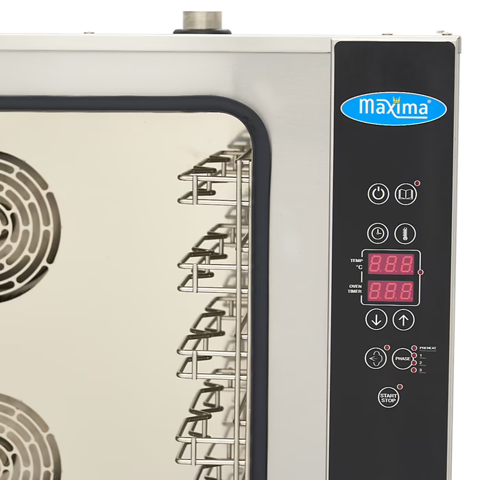 MAXIMA Gastro Combi - Dampfofen - Passt 10 Tabletts (1/1 GN / 60 x 40 cm) - Digital Anzeige - 400 V