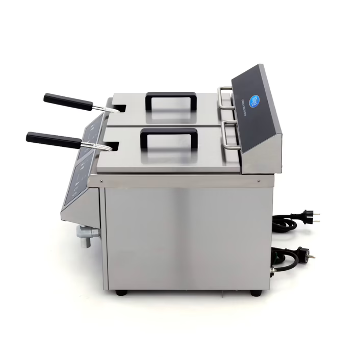 MAXIMA Gastro Fritteuse - 2 x 8 l - 2 Körbe - mit Ablasshahn - Induktion