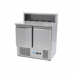 MAXIMA Gastro Pizzakühltisch - 90 cm - 2 Türen - Passt 5 x 1/6 GN - inkl. Edelstahlabdeckung – Vorschau 1
