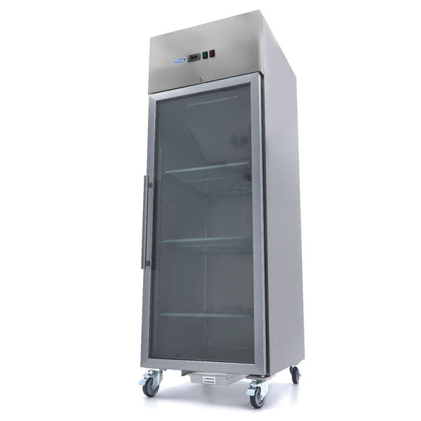 MAXIMA Gastro Kühlschrank - 600 l - 3 Einstellbare Regale (2/1 GN) - Rostfreier Stahl - mit Glastür