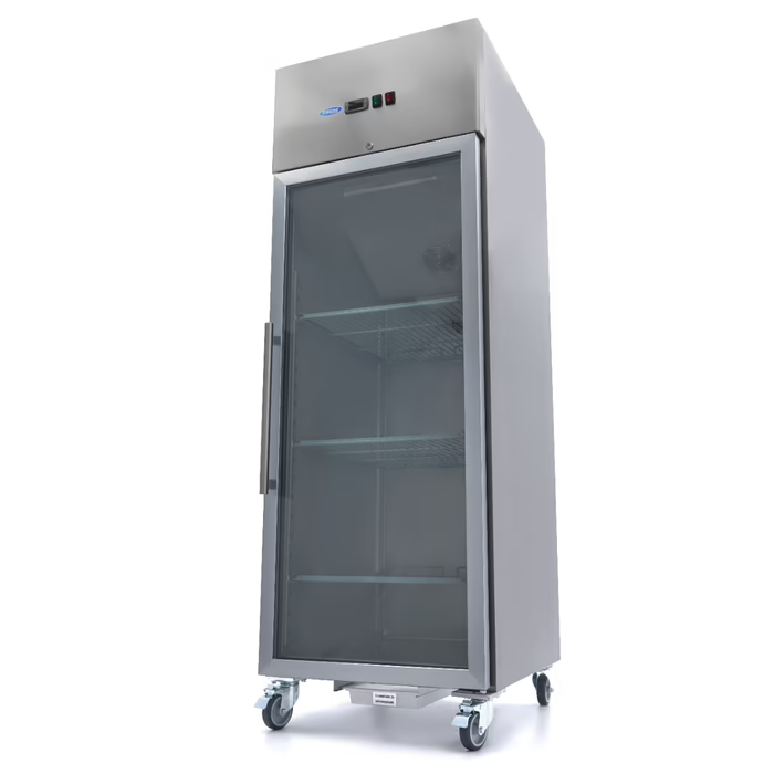 MAXIMA Gastro Gefrierschrank - 700 l - 3 Einstellbare Regale (2/1 GN) - Rostfreier Stahl - mit Glastür - Gebraucht