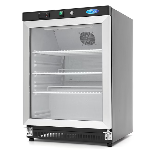 MAXIMA Gastro Kühlschrank - 200 l - Schwarz - mit Glastür