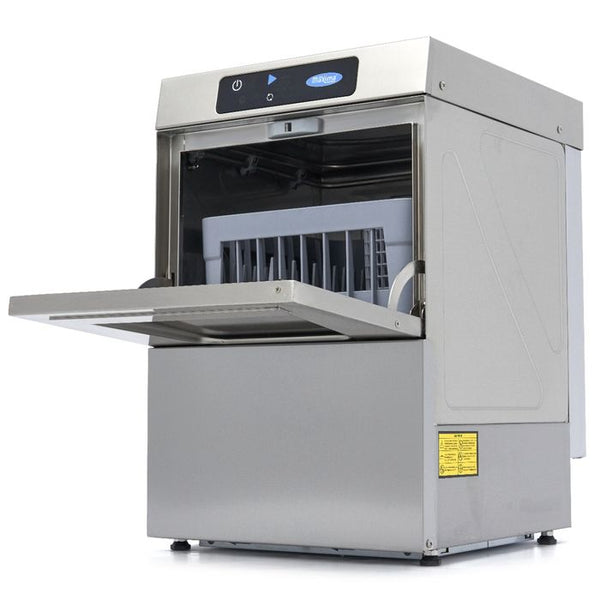 MAXIMA Gastro Gläserspülermaschine - 35 x 35 cm - mit Abfluss-, Spülenhilfe- und Seifenpumpen - Digital Anzeige - 230 V