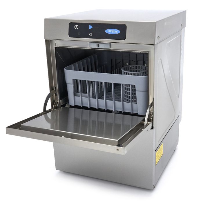 MAXIMA Gastro Gläserspülermaschine - 35 x 35 cm - mit Abfluss-, Spülenhilfe- und Seifenpumpen - Digital Anzeige - 230 V