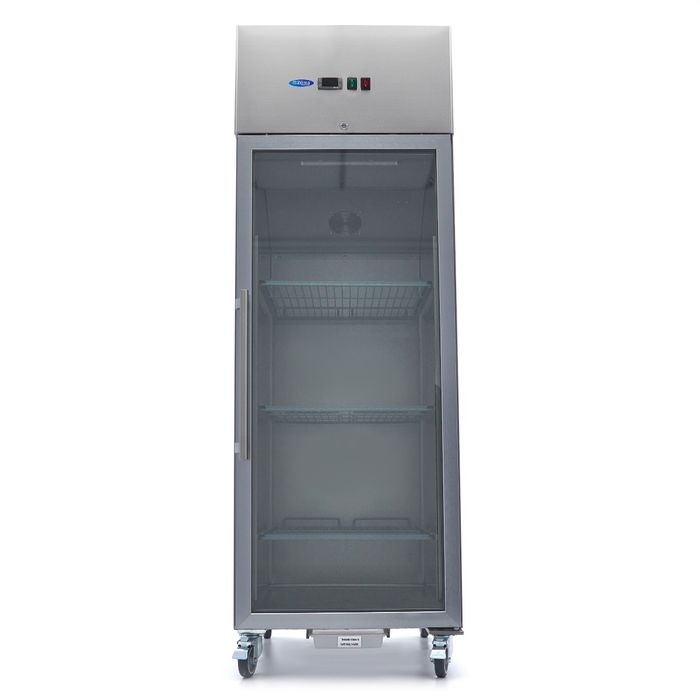 MAXIMA Gastro Gefrierschrank - 600 l - 3 Einstellbare Regale (2/1 GN) - Rostfreier Stahl - mit Glastür