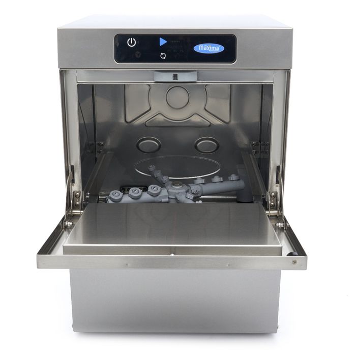 MAXIMA Gastro Gläserspülermaschine - 35 x 35 cm - mit Abfluss-, Spülenhilfe- und Seifenpumpen - Digital Anzeige - 230 V
