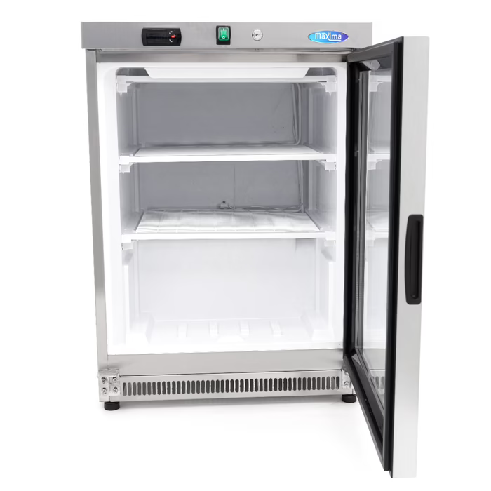 MAXIMA Gastro Gefrierschrank - 200 l - Rostfreier Stahl - mit Glastür