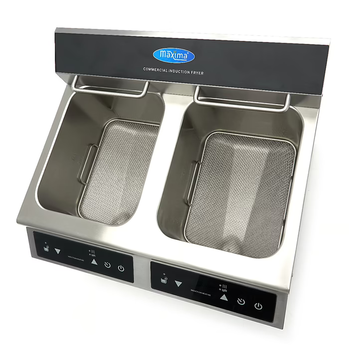 MAXIMA Gastro Fritteuse - 2 x 8 l - 2 Körbe - mit Ablasshahn - Induktion