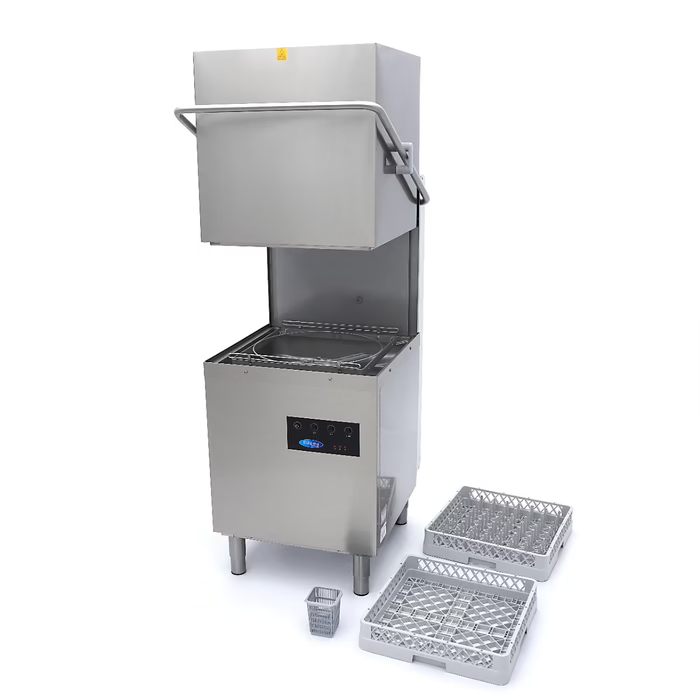 MAXIMA Haubenspülmaschine - 50x50cm - mit Abfluss-, Spül- und Seifenpumpen - 400V