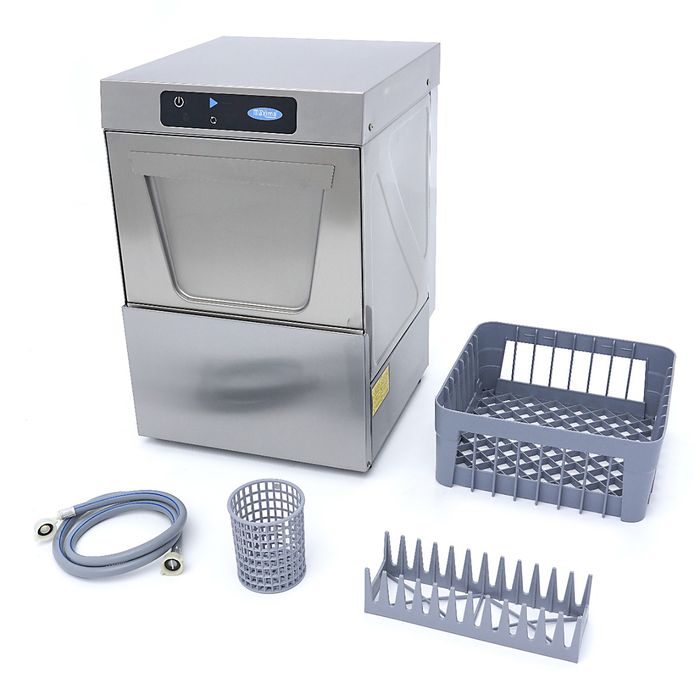 MAXIMA Gastro Gläserspülermaschine - 35 x 35 cm - mit Abfluss-, Spülenhilfe- und Seifenpumpen - Digital Anzeige - 230 V