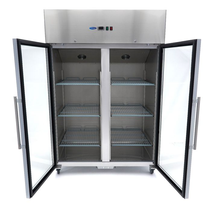 MAXIMA Gastro Gefrierschrank - 1200 l - 6 Einstellbare Regale (2/1 GN) - Rostfreier Stahl - mit Glastür