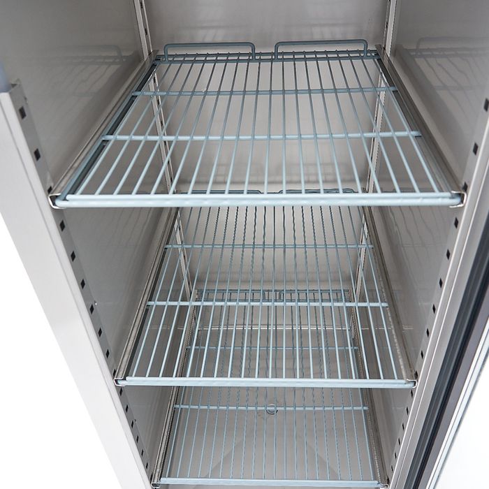 MAXIMA Gastro Gefrierschrank - 700 l - 3 Einstellbare Regale (2/1 GN) - Rostfreier Stahl - mit Glastür