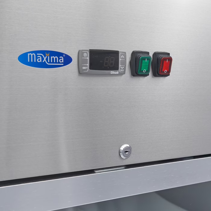 MAXIMA Gastro Gefrierschrank - 700 l - 3 Einstellbare Regale (2/1 GN) - Rostfreier Stahl - mit Glastür - Gebraucht