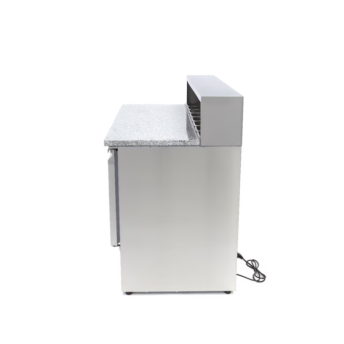 MAXIMA Gastro Pizzakühltisch - 137 cm - 3 Türen - Passt 8 x 1/6 GN - inkl. Edelstahlabdeckung