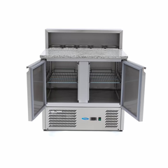 MAXIMA Gastro Pizzakühltisch - 90 cm - 2 Türen - Passt 5 x 1/6 GN - inkl. Edelstahlabdeckung – Vorschau 3