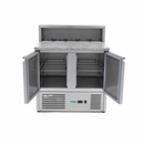 MAXIMA Gastro Pizzakühltisch - 90 cm - 2 Türen - Passt 5 x 1/6 GN - inkl. Edelstahlabdeckung