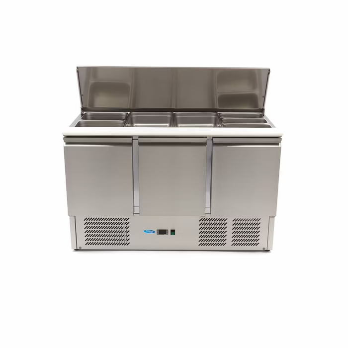 MAXIMA Gastro Saladette - 400 l - 137 cm - 3 Türen - inkl. Schneidebrett