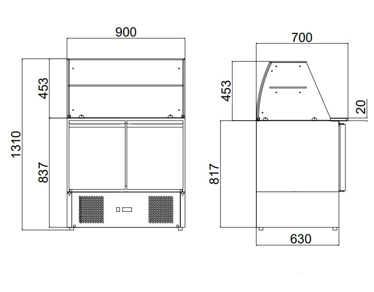 Bergman Basicline 700 Saladette 2-Türig Und Glasaufsatz - 240 L