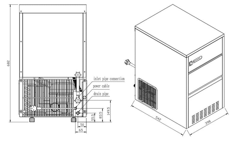Bergman Ecoline Hollow Cone Ice Maker - 50 kg