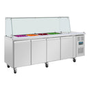 Polar Serie U Premium Viertürige Saladette Thekenkühlschrank mit Schutz