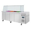 Polar Serie U Premium Viertürige Saladette Thekenkühlschrank mit Schutz