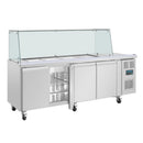 Polar Serie U Premium Viertürige Saladette Thekenkühlschrank mit Schutz