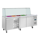 Polar Serie U Premium Viertürige Saladette Thekenkühlschrank mit Schutz