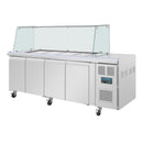Polar Serie U Premium Viertürige Saladette Thekenkühlschrank mit Schutz