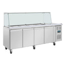 Polar Serie U Premium Viertürige Saladette Thekenkühlschrank mit Schutz