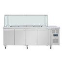 Polar Serie U Premium Viertürige Saladette Thekenkühlschrank mit Schutz