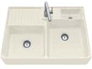 Villeroy & Boch Spülstein Doppelbecken Ivory - 6323 91 FU Keramikspüle inkl. Hahnlöcher für Armatur u. Seifenspender