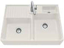 Villeroy & Boch Spülstein Doppelbecken Crema - 6323 91 KR Keramikspüle inkl. Hahnlöcher für Armatur u. Seifenspender