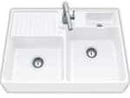 Villeroy & Boch Spülstein Doppelbecken Weiß (alpin) - 6323 91 R1 Keramikspüle inkl. Hahnlöcher für Armatur u. Seifenspender