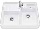 Villeroy & Boch Spülstein Doppelbecken Stone White - 6323 91 RW Keramikspüle inkl. Hahnlöcher für Armatur u. Seifenspender
