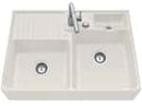 Villeroy & Boch Spülstein Doppelbecken Crema - 6323 92 KR Keramikspüle Excenter inkl. Hahnlöcher 1+2