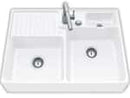 Villeroy & Boch Spülstein Doppelbecken Weiß (alpin) - 6323 92 R1 Keramikspüle Excenter inkl. Hahnlöcher 1+2