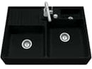 Villeroy & Boch Spülstein Doppelbecken Ebony - 6323 92 S5 Keramikspüle Excenter inkl. Hahnlöcher 1+2